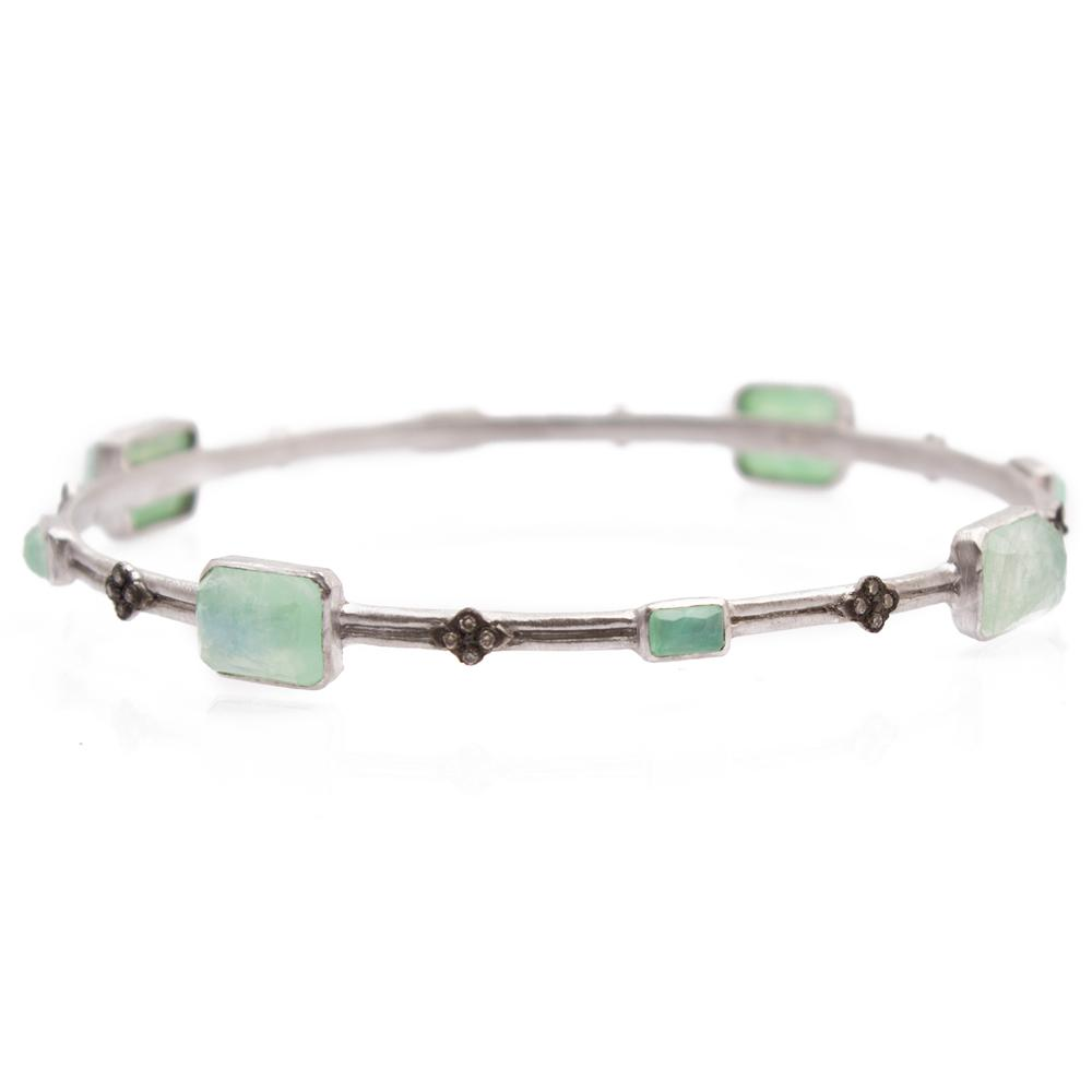 Armenta Silver Cravelli and Multi-Emerald-Cut Chrysoprase Doublet Bangle Bracelet 08883