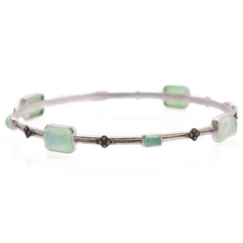 Armenta Silver Cravelli and Multi-Emerald-Cut Chrysoprase Doublet Bangle Bracelet 08883