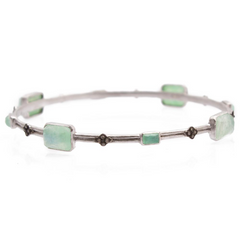 Armenta Silver Cravelli and Multi-Emerald-Cut Chrysoprase Doublet Bangle Bracelet 08883