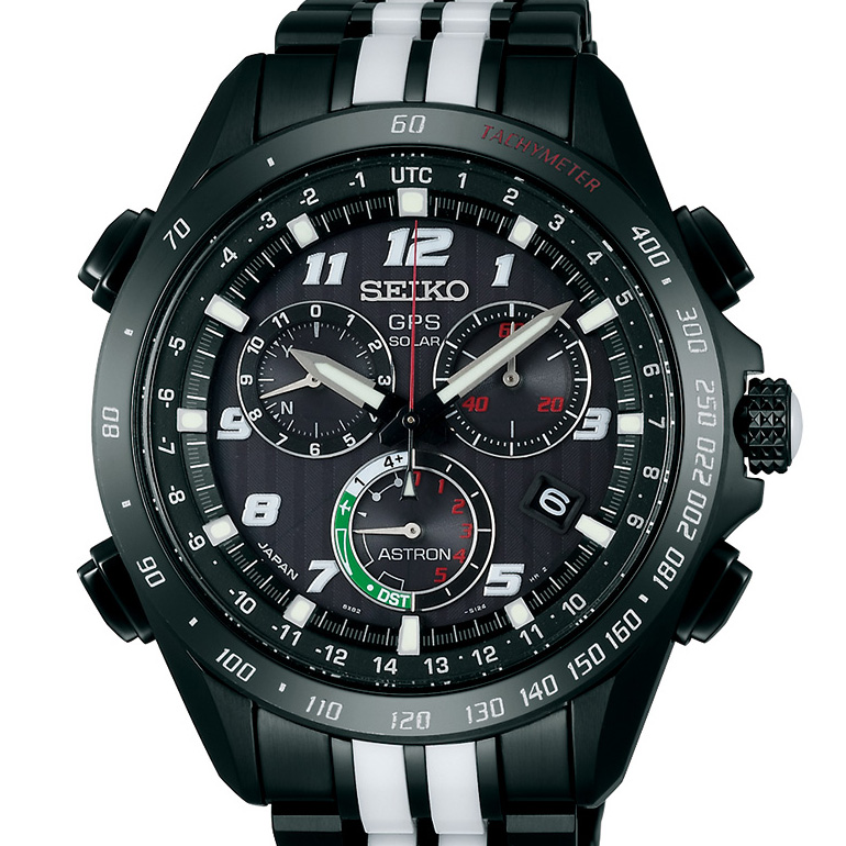 Seiko Astron Giugiaro Limited Edition 2015 GPS Solar Black Titanium Ceramic Tri-Color Watch 44.6mm SSE037