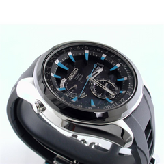 Seiko Astron Solar GPS Ceramic Black Stainless Blue 44.6mm Watch SAST009