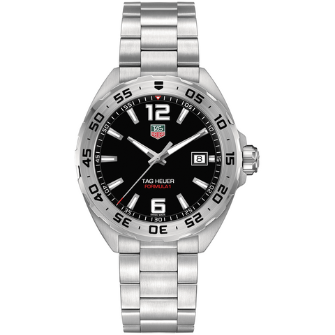 TAG Heuer FORMULA 1 F1 41MM Mens Black Dial Stainless Steel Watch WAZ1112.BA0875