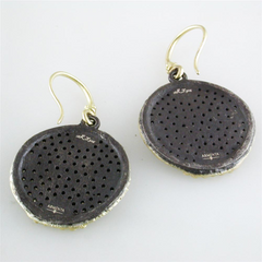 Armenta Ombre Disc Earrings with Pav Set Champagne Diamonds in Sterling Silver & 18K Yellow Gold