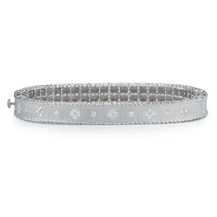 Roberto Coin White Gold Diamond Princess Slim Satin Finish Bangle Bracelet Fleur De Lis ADR777BA0551