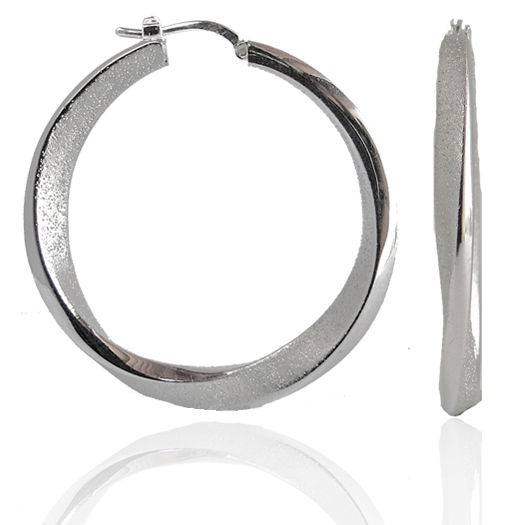 Charles Garnier Laura 40mm Silver Hoop Earrings Rhodium Finish CXE007W40