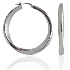 Charles Garnier Laura 40mm Silver Hoop Earrings Rhodium Finish CXE007W40