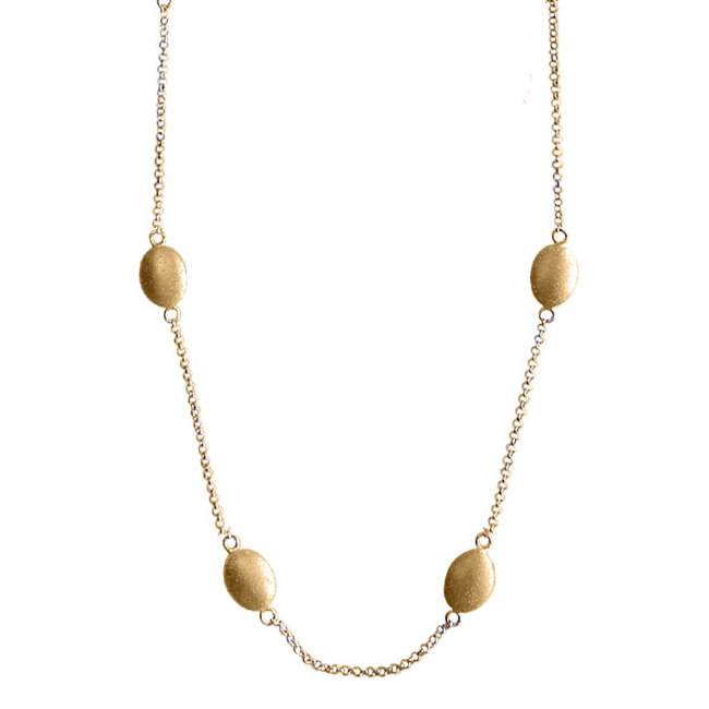 Charles Garnier Small Oval Pebble Silver Necklace Yellow Gold Finish CXN1519Y30