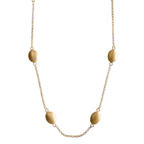 Charles Garnier Small Oval Pebble Silver Necklace Yellow Gold Finish CXN1519Y30