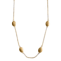 Charles Garnier Small Oval Pebble Silver Necklace Yellow Gold Finish CXN1519Y30