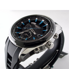 Seiko Astron Solar GPS Ceramic Black Stainless Blue 44.6mm Watch SAST009
