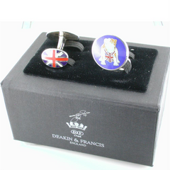 Deakin & Francis British Bulldog Union Jack Flag Sterling Silver Cufflinks