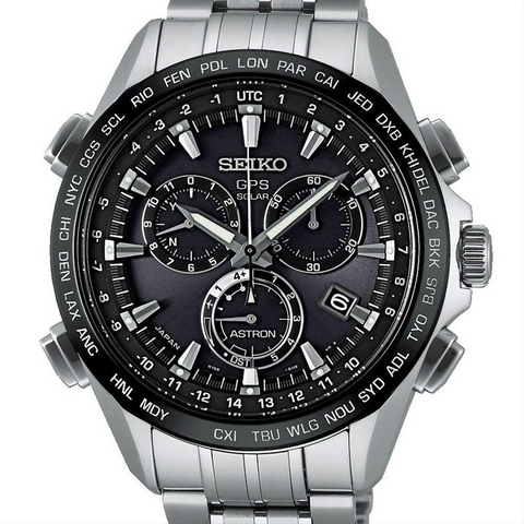 Seiko Astron GPS Solar 44.6mm Watch Titanium with Ceramic Bezel Black Dial Series 8X SSE003