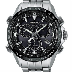 Seiko Astron GPS Solar 44.6mm Watch Titanium with Ceramic Bezel Black Dial Series 8X SSE003