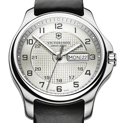 Victorinox Swiss Army Officers Day Date Silver Dial Steel Watch 241550
