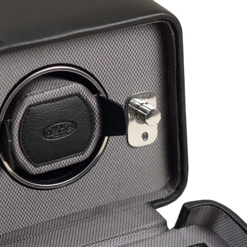 Wolf Designs Windsor Double Module 2.5 Black Leather Watch Winder with cover