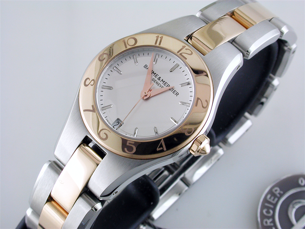 Baume & Mercier Linea Silver Dial 27mm Rose Gold Steel Ladies Watch 10015