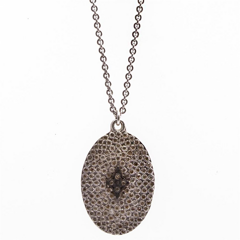 Armenta Paví© Oval Cravelli Drop Necklace Double-Sided with Champagne Diamonds