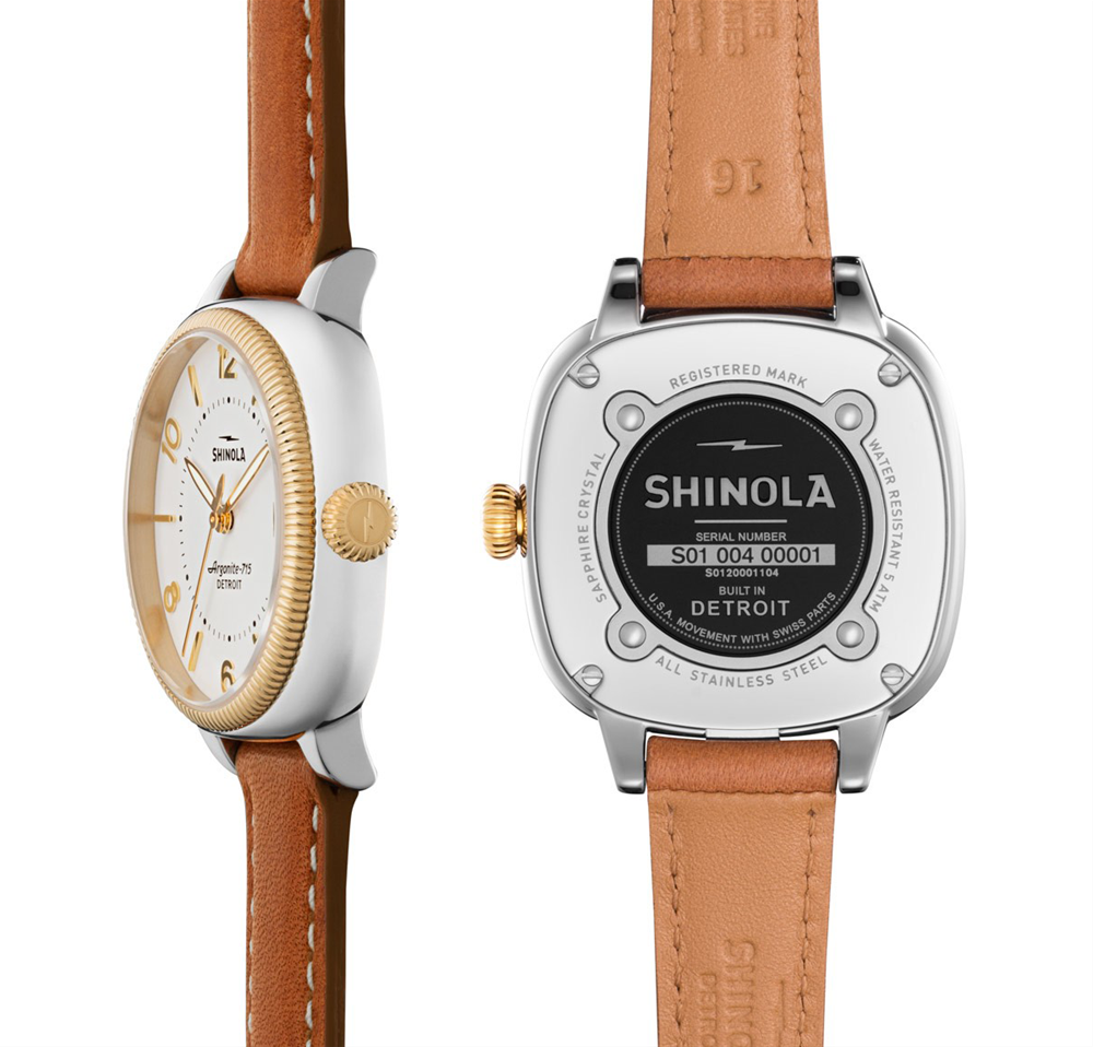 Shinola 36mm Ladies Gomelsky Pearl White Dial Natural Leather Watch 20001104