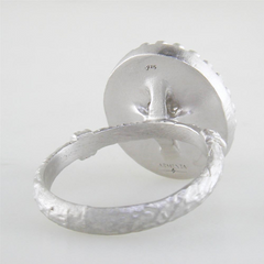 Armenta Oval Chrysoprase & Moonstone Silver Ring with Diamonds from New World Collection