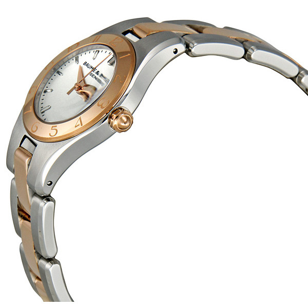 Baume & Mercier Linea Silver Dial 27mm Rose Gold Steel Ladies Watch 10015