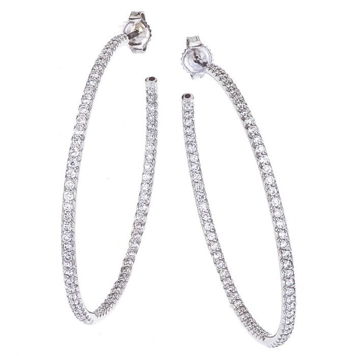 Roberto Coin XX Large Diamond Hoop Earrings 45mm 18K White Gold