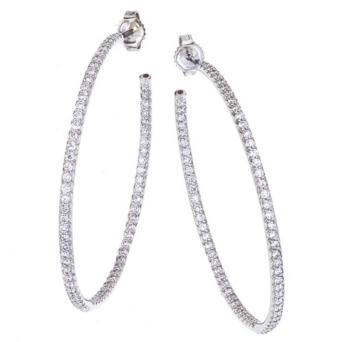Roberto Coin XX Large Diamond Hoop Earrings 45mm 18K White Gold