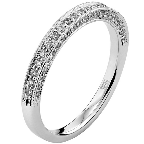 Scott Kay Diamond Wedding Band Ring Three Sided 14K White Gold
