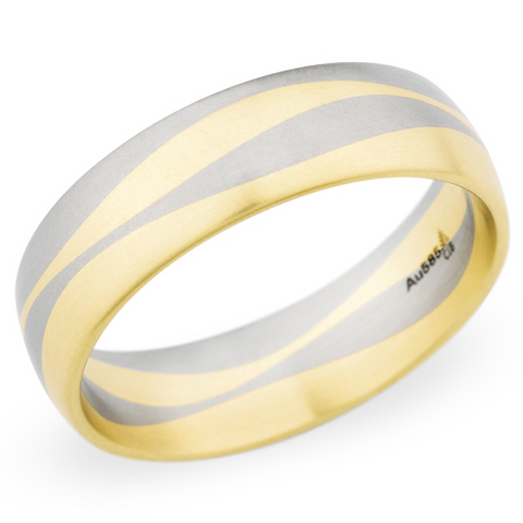 Christian Bauer Men's White & Yellow Gold Swirl Brushed Band 14K 6.5mm