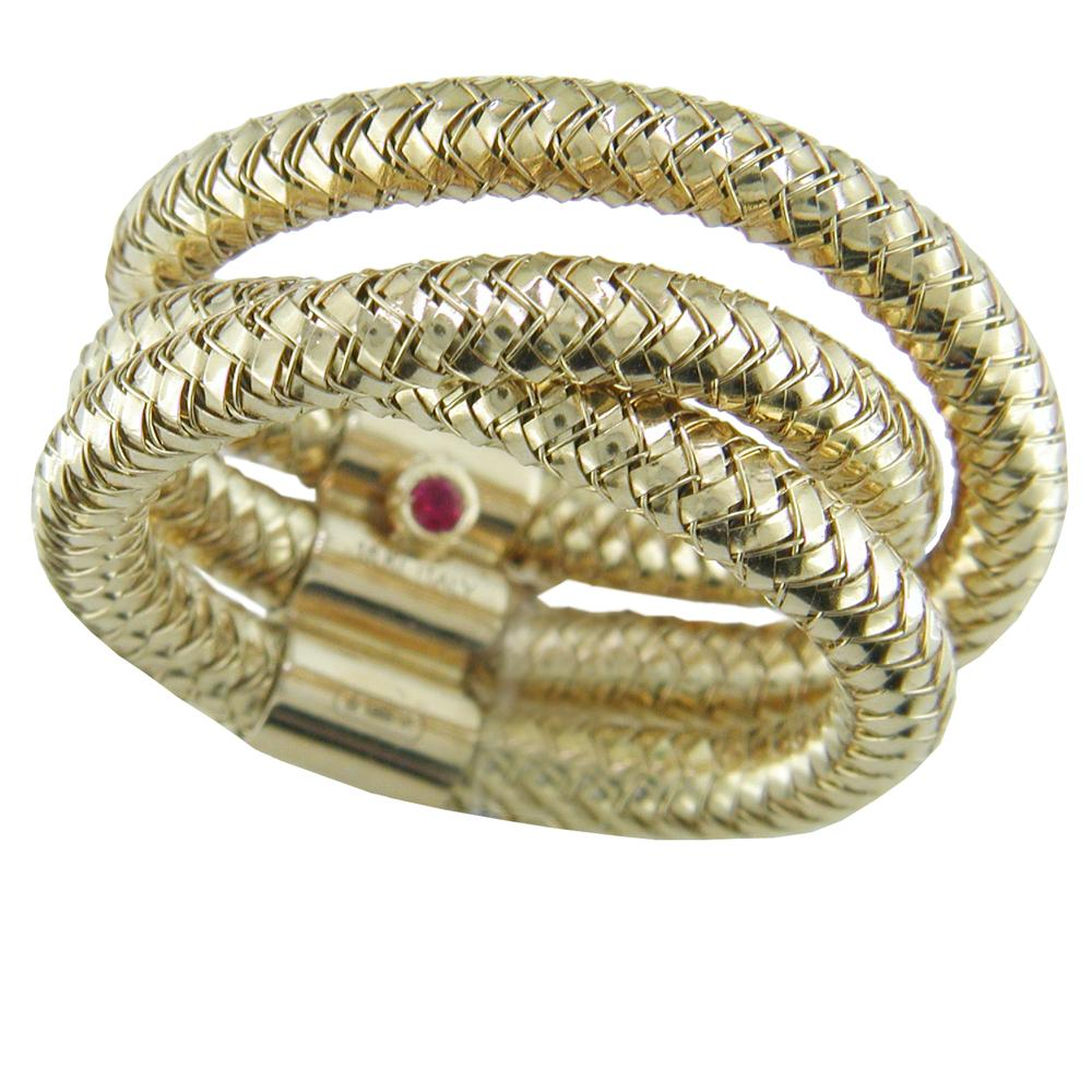 Roberto Coin Primavera Yellow Gold Triple Row Mesh Ring