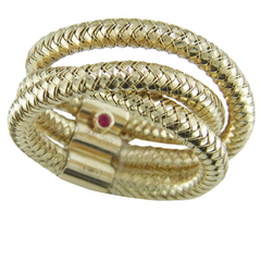 Roberto Coin Primavera Yellow Gold Triple Row Mesh Ring