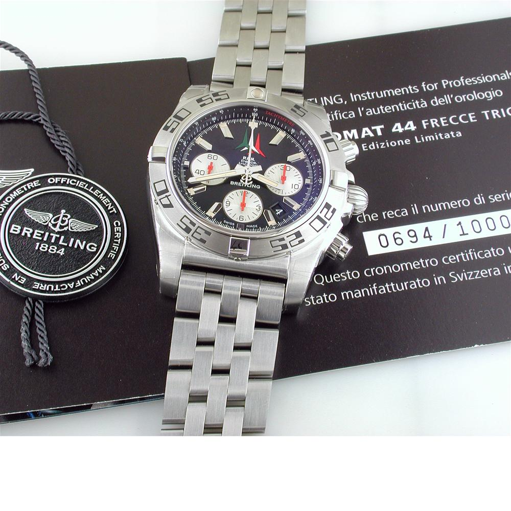 Certified Pre-owned Breitling Chronomat 44mm Frecce Tricolori Watch AB01104D Limited Black Steel
