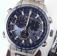 Seiko Astron GPS Solar Titanium Blue Dial Ceramic Bezel 44.6mm Watch SSE005