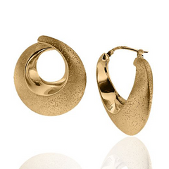 Charles Garnier Gilda Bevel Sculpted Hoop Silver Earrings Yellow Finish