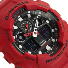 Casio G-Shock Analog Digital Red Classic Watch GA100B-4A