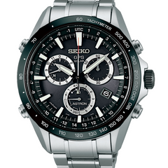Seiko Astron GPS Solar 44.6mm Watch Stainless Steel with Ceramic Bezel Black Dial SSE011