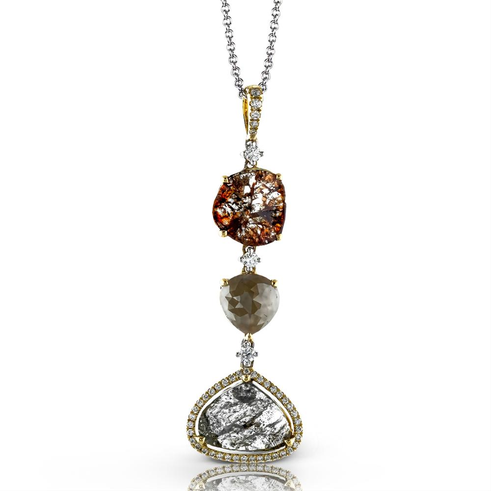 Simon G. Nature's Prime Rose & Tablet Cut Grey & Reddish-Brown Diamond Pendant MP1716
