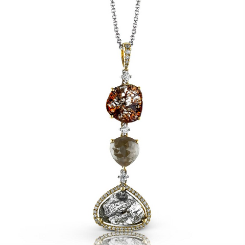 Simon G. Nature's Prime Rose & Tablet Cut Grey & Reddish-Brown Diamond Pendant MP1716
