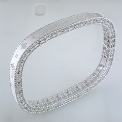 Roberto Coin White Gold Diamond Princess Slim Satin Finish Bangle Bracelet Fleur De Lis ADR777BA0551