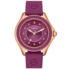 Michele Cape Topaz Rose Gold Tone Berry Sunray Dial Watch