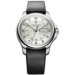 Victorinox Swiss Army Officers Day Date Silver Dial Steel Watch 241550