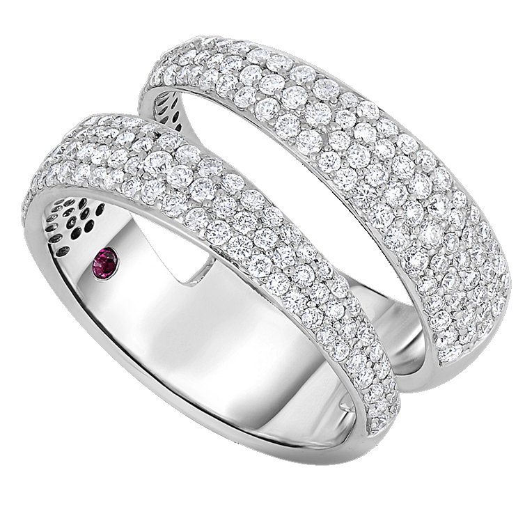 Roberto Coin Scalare 2 Row Diamond Ring White Gold 8881439AW65X