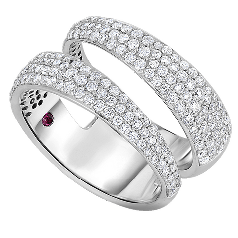 Roberto Coin Scalare 2 Row Diamond Ring White Gold 8881439AW65X