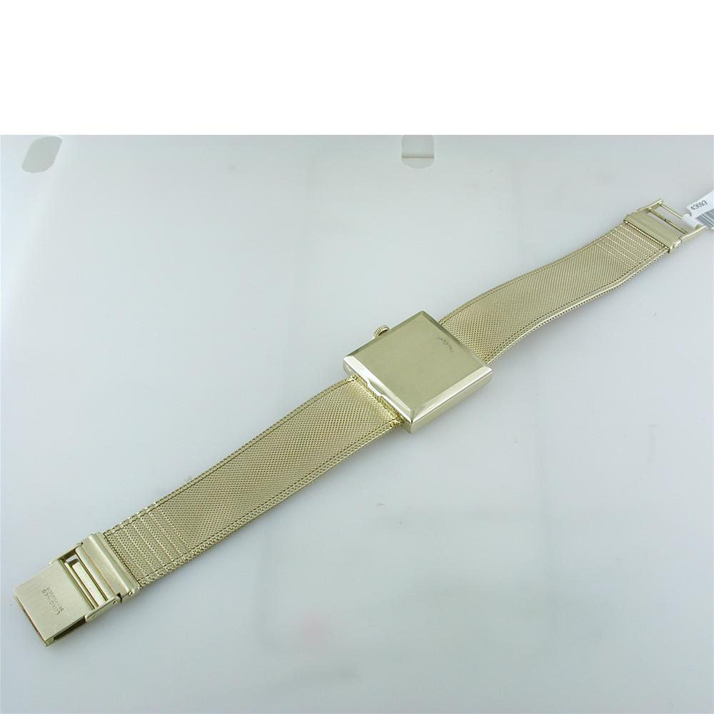 Vintage Estate Longines Square Men's 14K Yellow Gold Watch with Mesh Bracelet Box & Papers