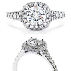 Hearts on Fire Acclaim Round Diamond Halo Engagement Ring