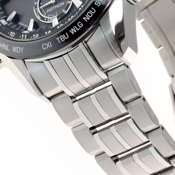 Seiko Astron GPS Solar 44.6mm Watch Titanium with Ceramic Bezel Black Dial Series 8X SSE003