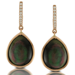Doves "Black Orchid" Mother of Pearl Rose Gold Diamond Earrings