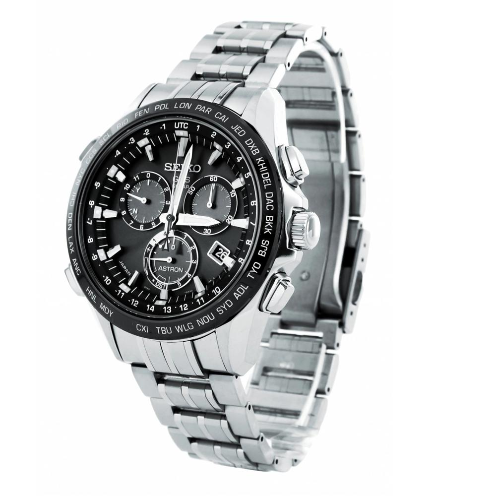 Seiko Astron GPS Solar 44.6mm Watch Titanium with Ceramic Bezel Black Dial Series 8X SSE003