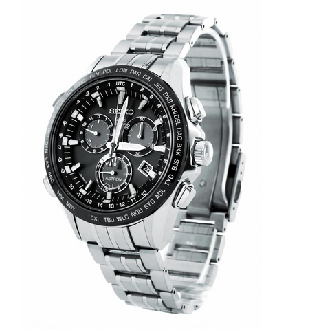 Seiko Astron GPS Solar 44.6mm Watch Titanium with Ceramic Bezel Black Dial Series 8X SSE003