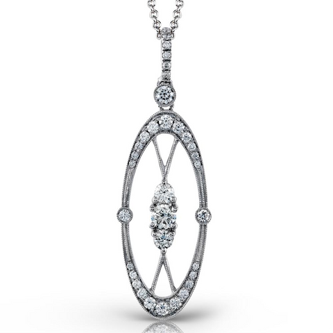 Simon G. Vintage Duchess Diamond Oval Pendant Necklace TP262