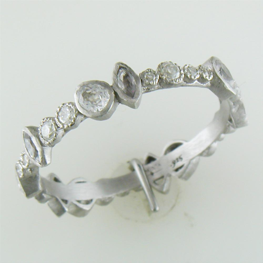 Armenta Scattered Marquis and Pear Sapphire Stackable Sterling Silver Band Ring